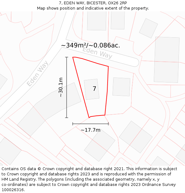 7, EDEN WAY, BICESTER, OX26 2RP: Plot and title map