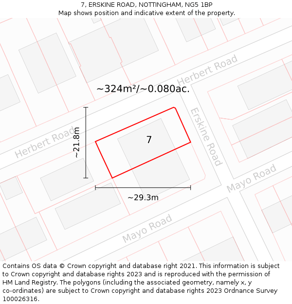 7, ERSKINE ROAD, NOTTINGHAM, NG5 1BP: Plot and title map