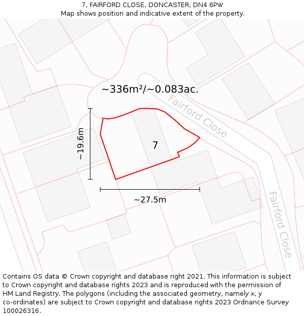 7, FAIRFORD CLOSE, DONCASTER, DN4 6PW: Plot and title map