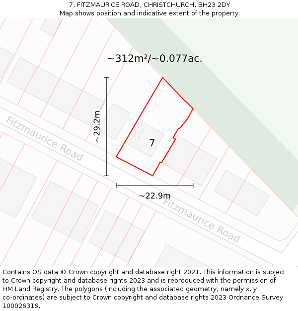 7, FITZMAURICE ROAD, CHRISTCHURCH, BH23 2DY: Plot and title map