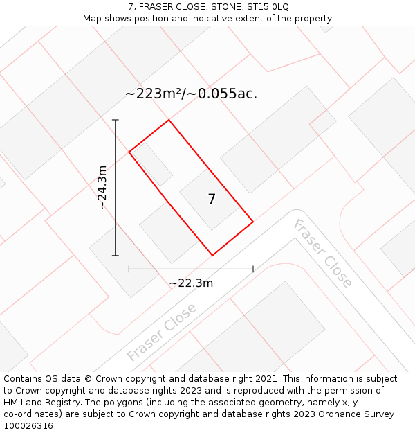 7, FRASER CLOSE, STONE, ST15 0LQ: Plot and title map