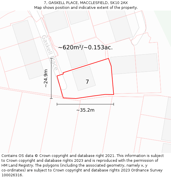7, GASKELL PLACE, MACCLESFIELD, SK10 2AX: Plot and title map