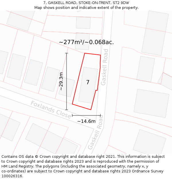 7, GASKELL ROAD, STOKE-ON-TRENT, ST2 9DW: Plot and title map