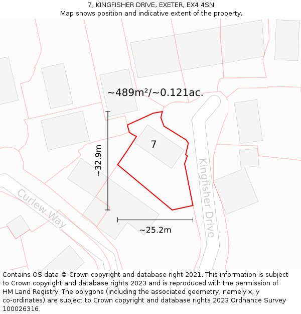 7, KINGFISHER DRIVE, EXETER, EX4 4SN: Plot and title map