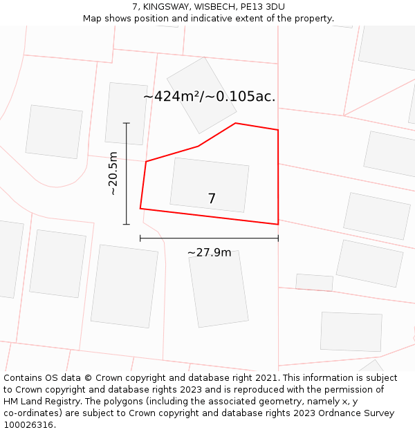 7, KINGSWAY, WISBECH, PE13 3DU: Plot and title map