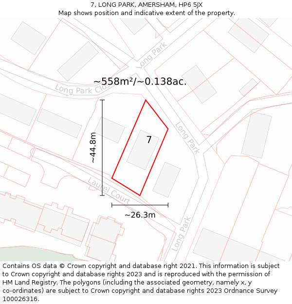 7, LONG PARK, AMERSHAM, HP6 5JX: Plot and title map