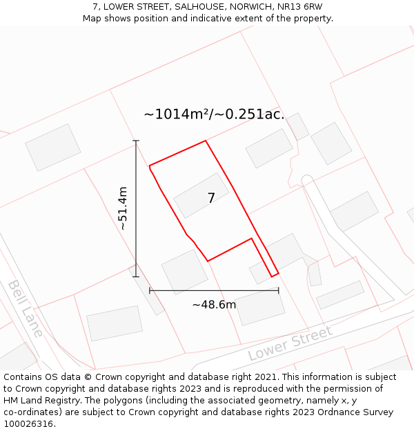 7, LOWER STREET, SALHOUSE, NORWICH, NR13 6RW: Plot and title map