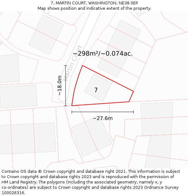 7, MARTIN COURT, WASHINGTON, NE38 0EP: Plot and title map