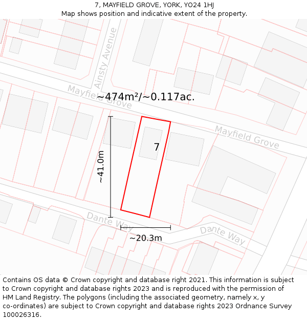 7, MAYFIELD GROVE, YORK, YO24 1HJ: Plot and title map