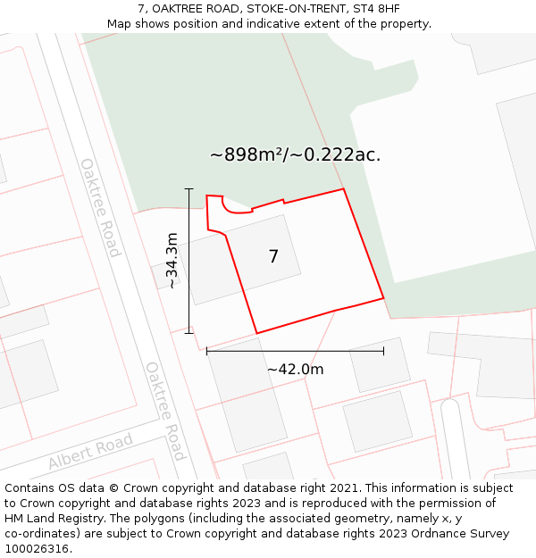 7, OAKTREE ROAD, STOKE-ON-TRENT, ST4 8HF: Plot and title map