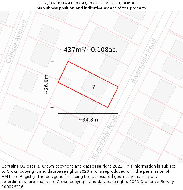 7, RIVERSDALE ROAD, BOURNEMOUTH, BH6 4LH: Plot and title map