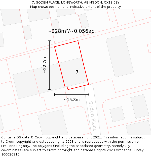 7, SODEN PLACE, LONGWORTH, ABINGDON, OX13 5EY: Plot and title map