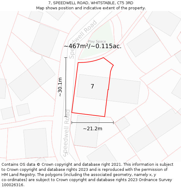 7, SPEEDWELL ROAD, WHITSTABLE, CT5 3RD: Plot and title map