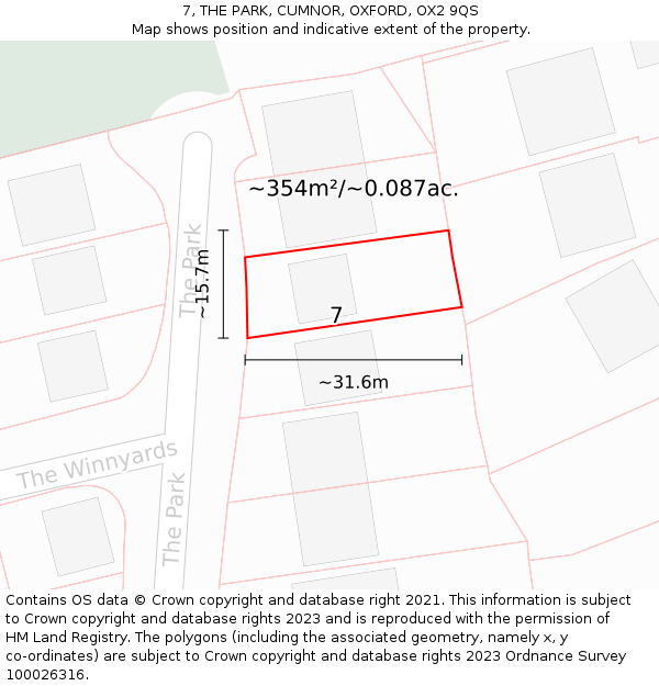 7, THE PARK, CUMNOR, OXFORD, OX2 9QS: Plot and title map