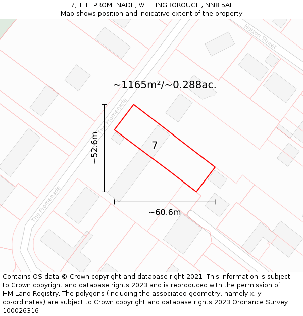 7, THE PROMENADE, WELLINGBOROUGH, NN8 5AL: Plot and title map