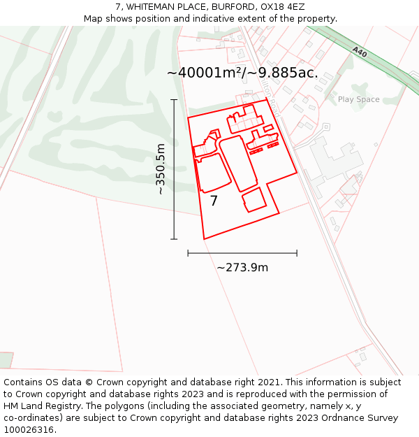 7, WHITEMAN PLACE, BURFORD, OX18 4EZ: Plot and title map