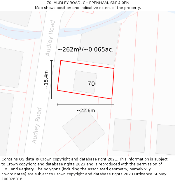 70, AUDLEY ROAD, CHIPPENHAM, SN14 0EN: Plot and title map