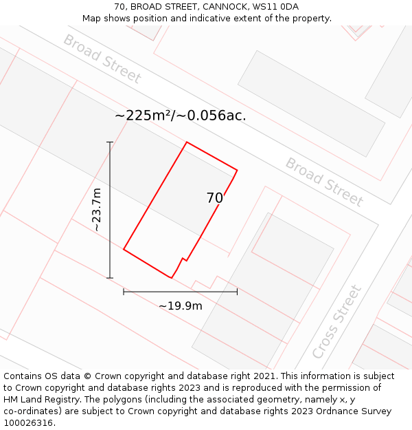 70, BROAD STREET, CANNOCK, WS11 0DA: Plot and title map