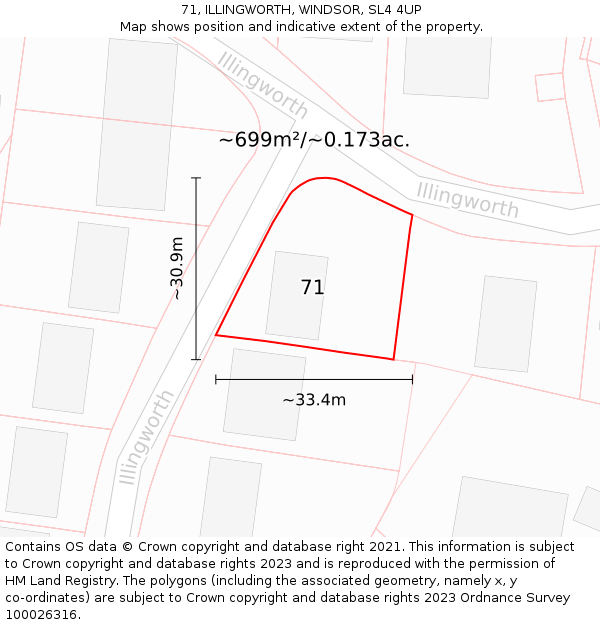 71, ILLINGWORTH, WINDSOR, SL4 4UP: Plot and title map