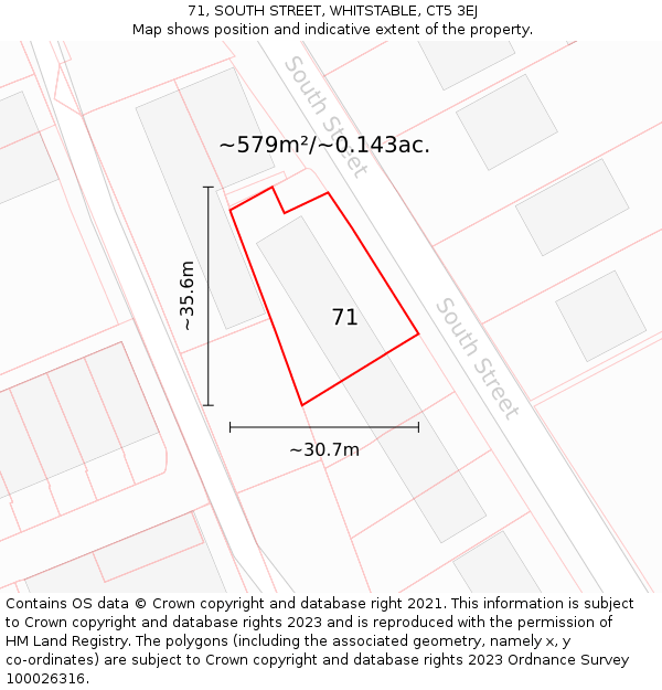71, SOUTH STREET, WHITSTABLE, CT5 3EJ: Plot and title map