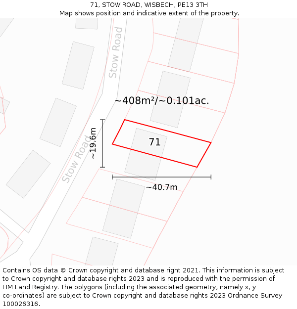 71, STOW ROAD, WISBECH, PE13 3TH: Plot and title map
