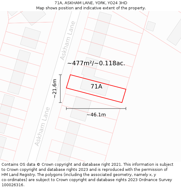 71A, ASKHAM LANE, YORK, YO24 3HD: Plot and title map