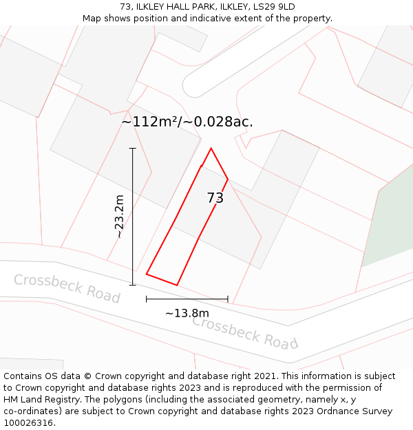 73, ILKLEY HALL PARK, ILKLEY, LS29 9LD: Plot and title map