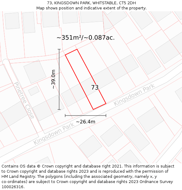 73, KINGSDOWN PARK, WHITSTABLE, CT5 2DH: Plot and title map