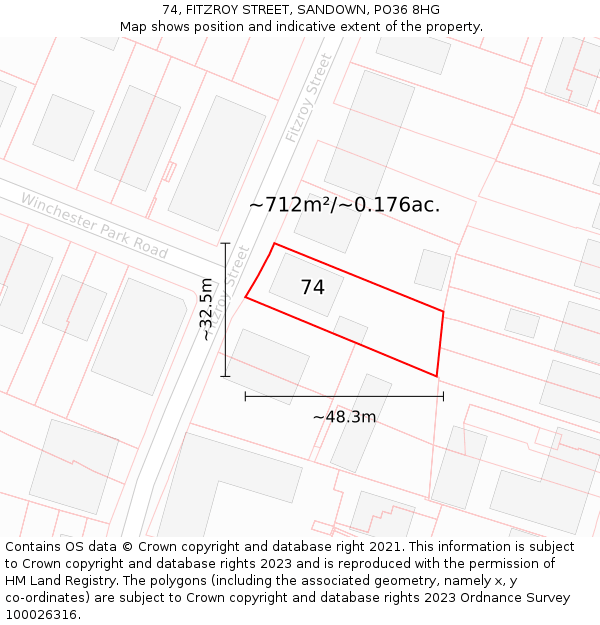 74, FITZROY STREET, SANDOWN, PO36 8HG: Plot and title map