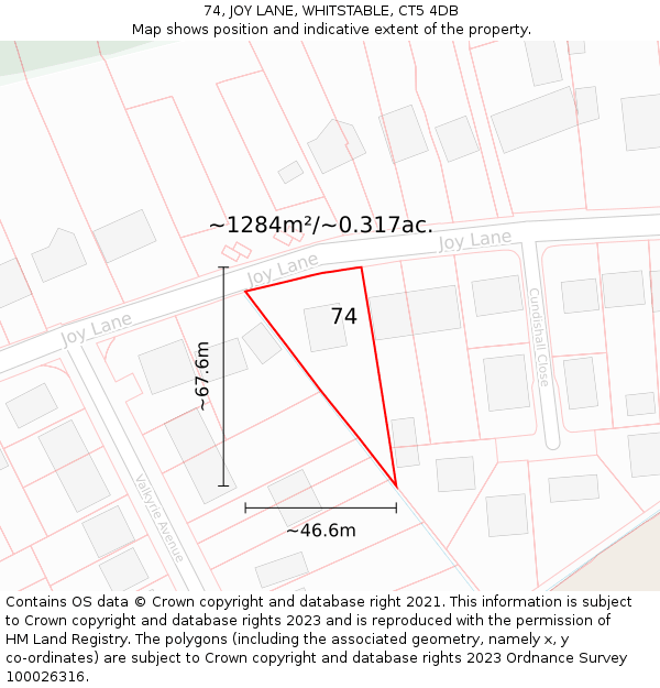 74, JOY LANE, WHITSTABLE, CT5 4DB: Plot and title map