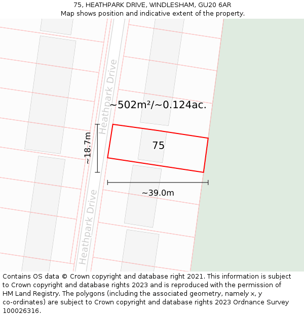 75, HEATHPARK DRIVE, WINDLESHAM, GU20 6AR: Plot and title map