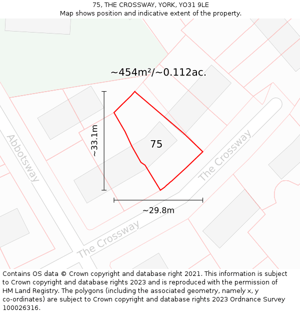 75, THE CROSSWAY, YORK, YO31 9LE: Plot and title map