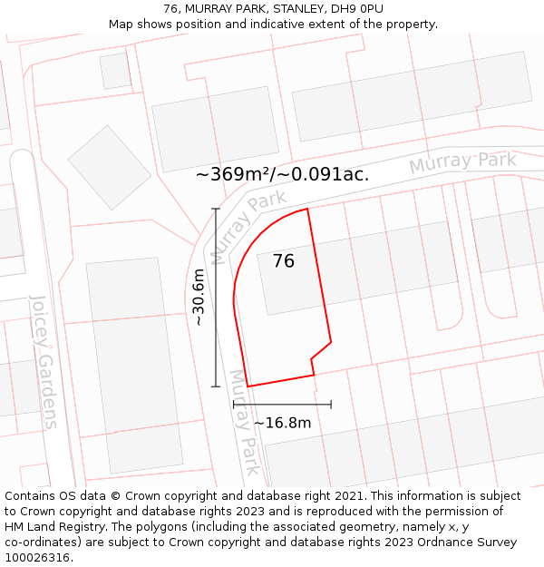 76, MURRAY PARK, STANLEY, DH9 0PU: Plot and title map