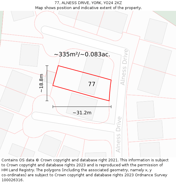 77, ALNESS DRIVE, YORK, YO24 2XZ: Plot and title map