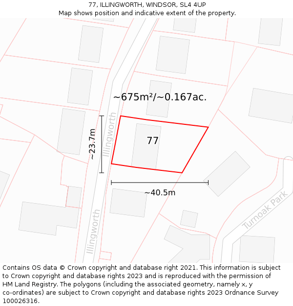 77, ILLINGWORTH, WINDSOR, SL4 4UP: Plot and title map