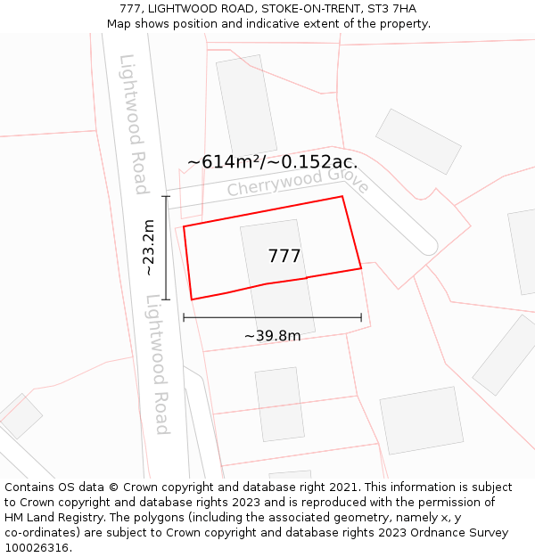 777, LIGHTWOOD ROAD, STOKE-ON-TRENT, ST3 7HA: Plot and title map
