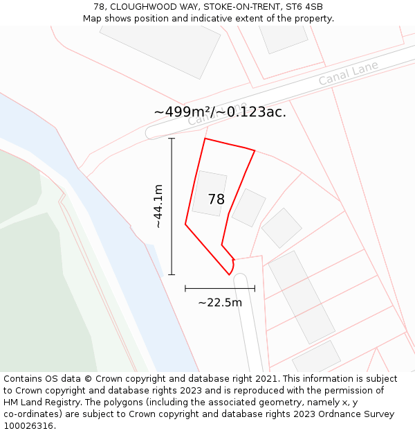78, CLOUGHWOOD WAY, STOKE-ON-TRENT, ST6 4SB: Plot and title map