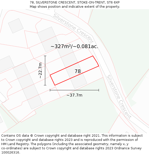 78, SILVERSTONE CRESCENT, STOKE-ON-TRENT, ST6 6XP: Plot and title map