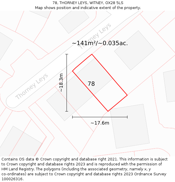 78, THORNEY LEYS, WITNEY, OX28 5LS: Plot and title map