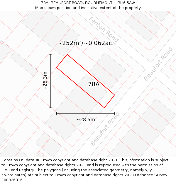 78A, BEAUFORT ROAD, BOURNEMOUTH, BH6 5AW: Plot and title map