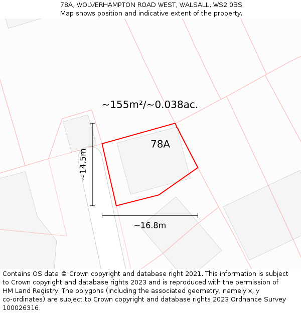 78A, WOLVERHAMPTON ROAD WEST, WALSALL, WS2 0BS: Plot and title map
