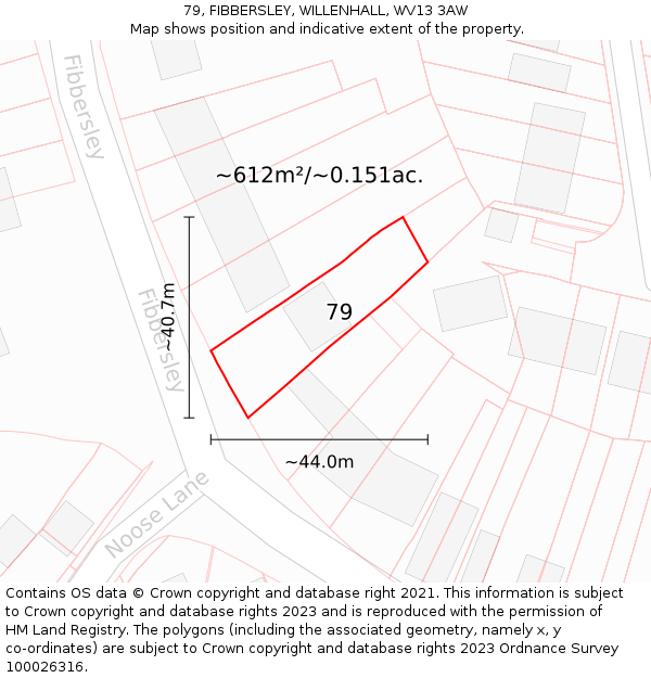 79, FIBBERSLEY, WILLENHALL, WV13 3AW: Plot and title map