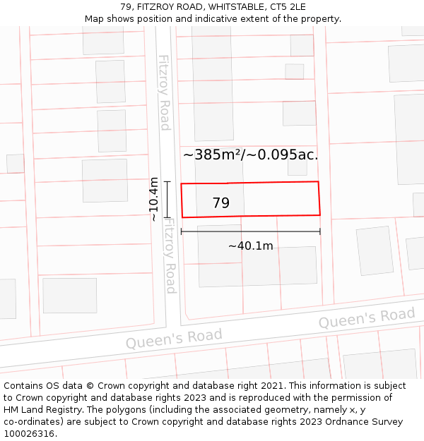 79, FITZROY ROAD, WHITSTABLE, CT5 2LE: Plot and title map