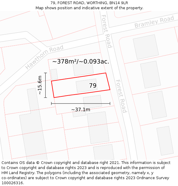 79, FOREST ROAD, WORTHING, BN14 9LR: Plot and title map