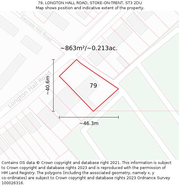 79, LONGTON HALL ROAD, STOKE-ON-TRENT, ST3 2DU: Plot and title map