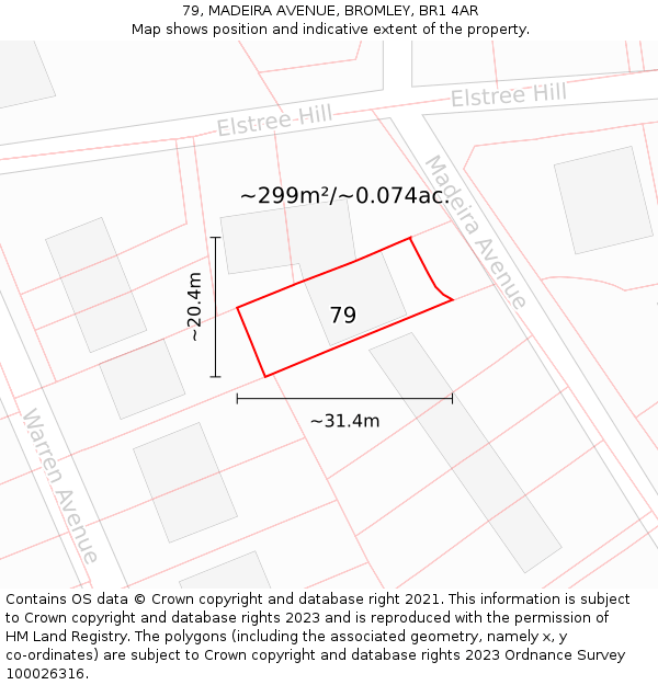 79, MADEIRA AVENUE, BROMLEY, BR1 4AR: Plot and title map