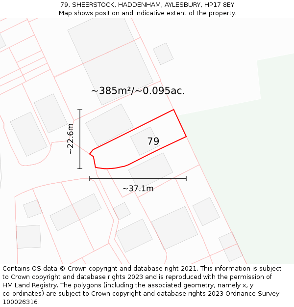 79, SHEERSTOCK, HADDENHAM, AYLESBURY, HP17 8EY: Plot and title map