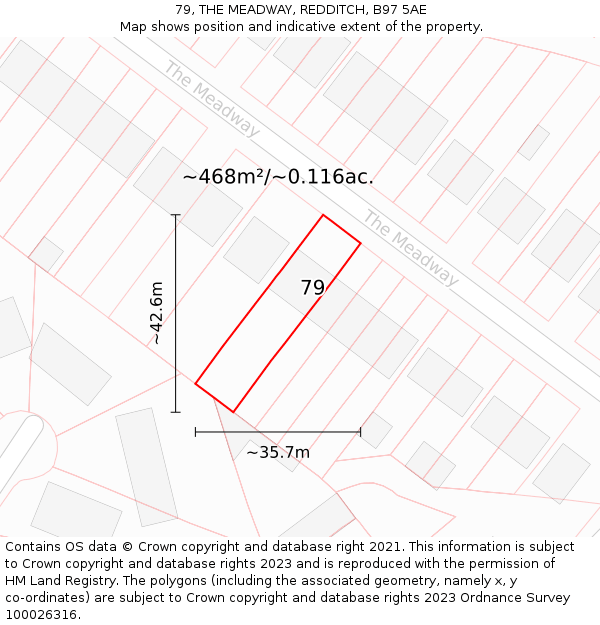 79, THE MEADWAY, REDDITCH, B97 5AE: Plot and title map