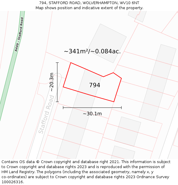 794, STAFFORD ROAD, WOLVERHAMPTON, WV10 6NT: Plot and title map