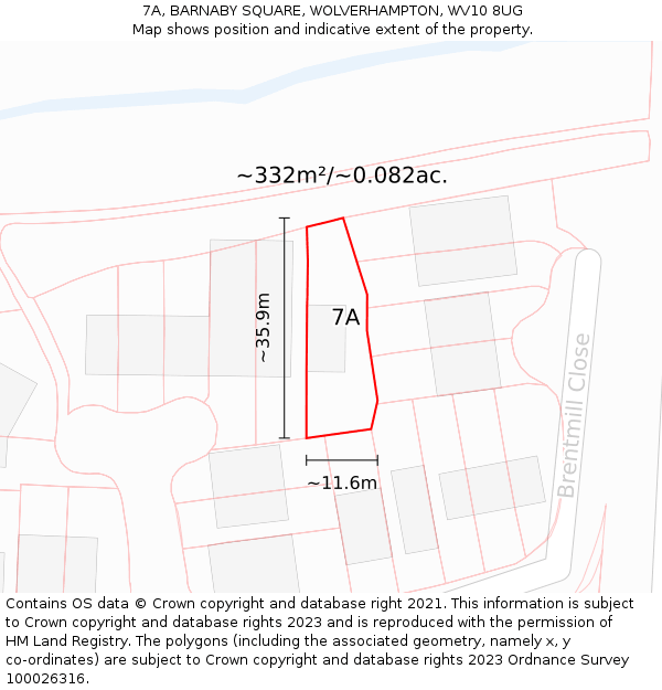 7A, BARNABY SQUARE, WOLVERHAMPTON, WV10 8UG: Plot and title map